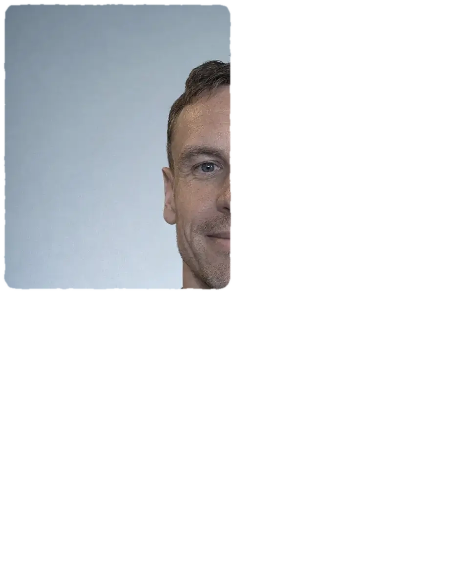 Adam Burge, founder of Distril, ink graded portrait
